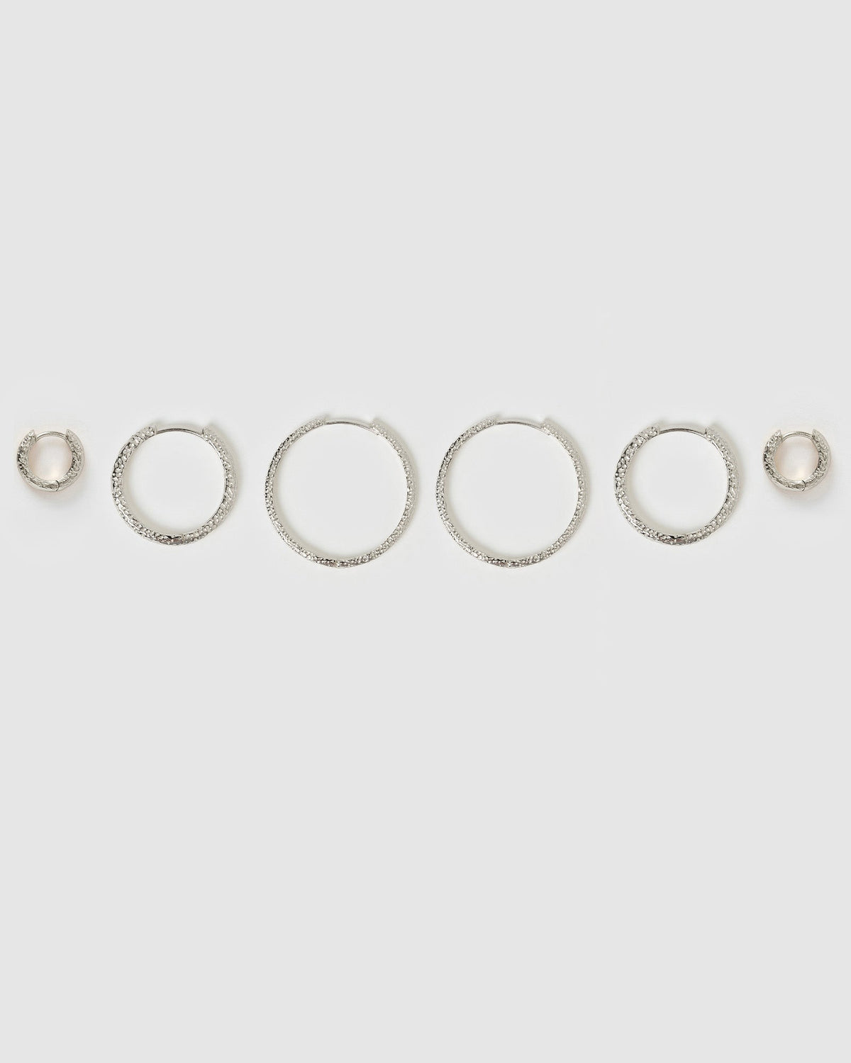 Triple Hoop Earring Stack - Silver