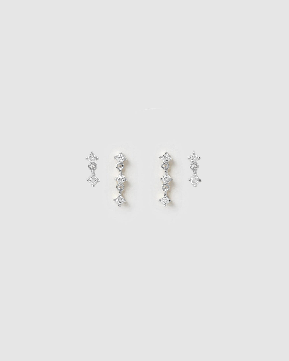 Twin Earring Stack - Silver