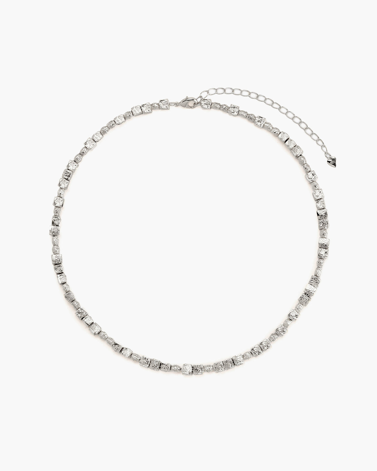 Textured Square Necklace in Silver