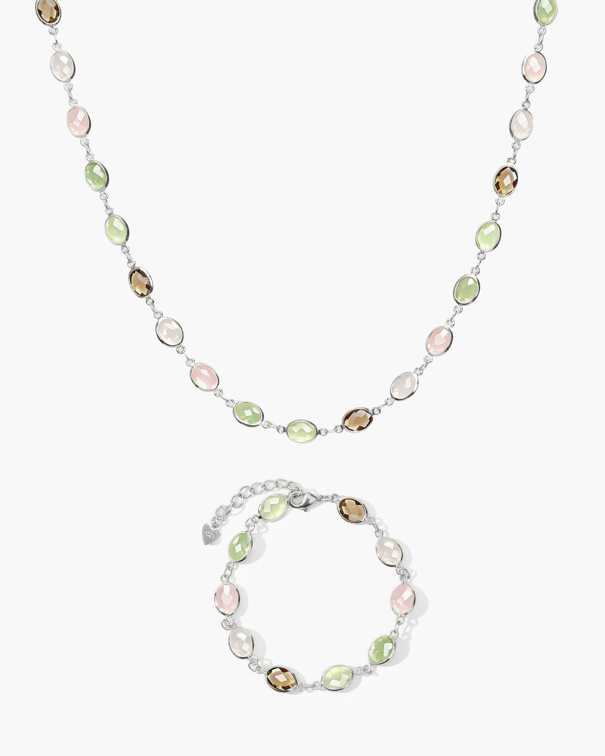 Whimsical Romance Stone Necklace in Silver