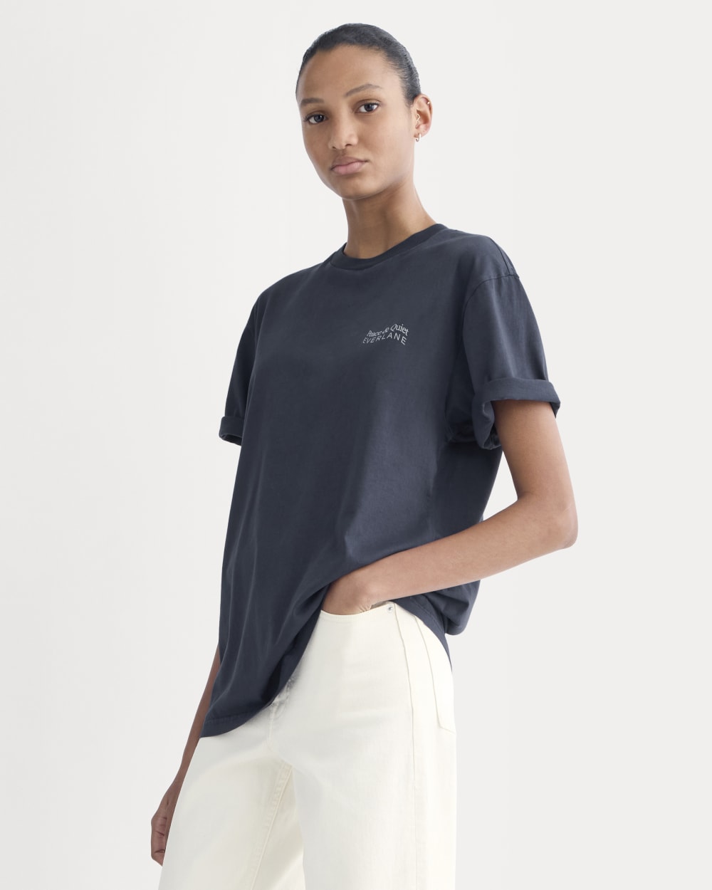Everlane x Peace & Quiet Graphic Logo Tee |  Navy