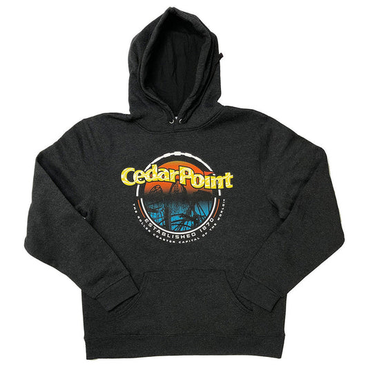Cedar Point Circle Sign Adult Hoodie - Charcoal