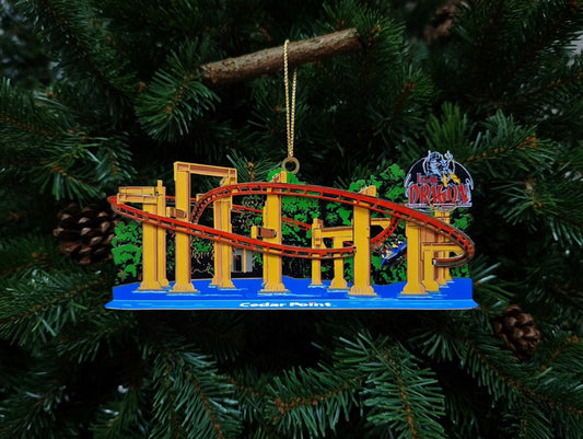 CEDAR POINT IRON DRAGON BRASS ORNAMENT