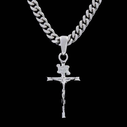Crucifix Cross Pendant in White Gold