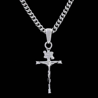 Crucifix Cross Pendant in White Gold