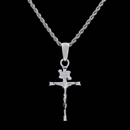 Crucifix Cross Pendant in White Gold