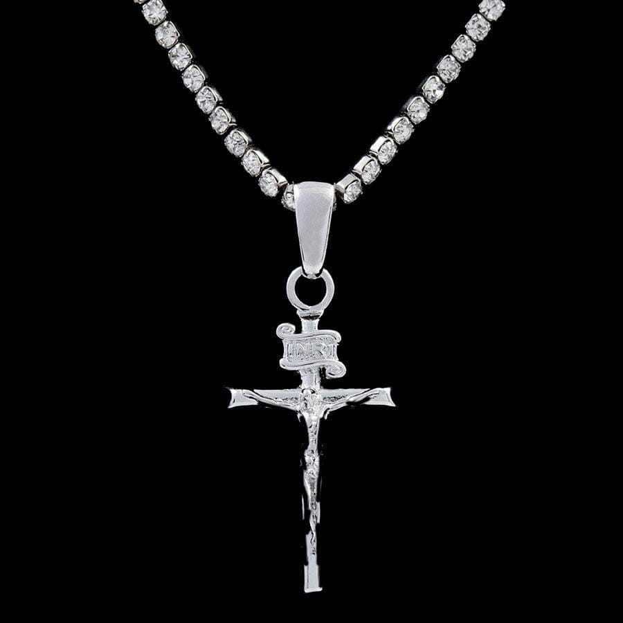 Crucifix Cross Pendant in White Gold