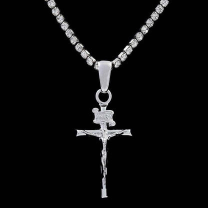 Crucifix Cross Pendant in White Gold