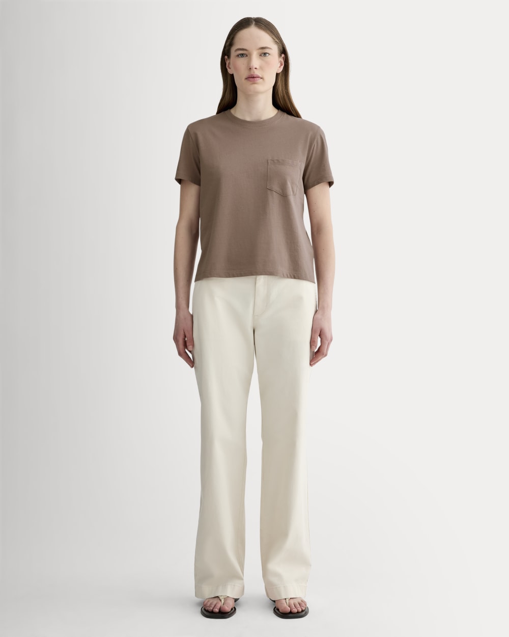 The Box-Cut Tee in Essential Cotton | Mocha | Pocket