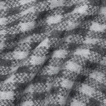 The Alpaca Patterned Scarf | Light Heather Grey / Dark Charcoal Buffalo Check