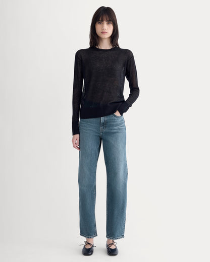 The Air Alpaca™ Relaxed Crew Top | Black