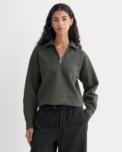 Luxe Fleece Zip Polo | Washed Black