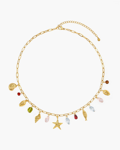 Coral Dancer Multi-charm Choker Necklace in Gold