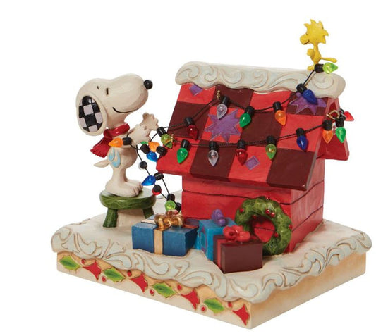 PEANUTS® by Jim Shore Enesco Snoopy with Woodstock Decking the Dog House