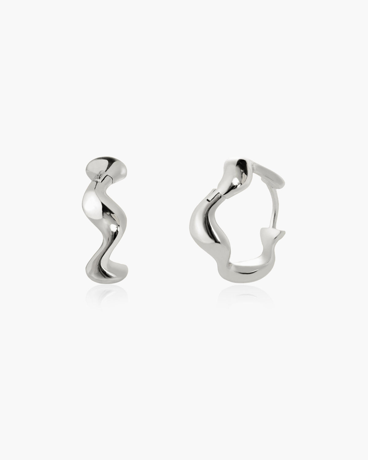 Silver Wave Hoop Earrings